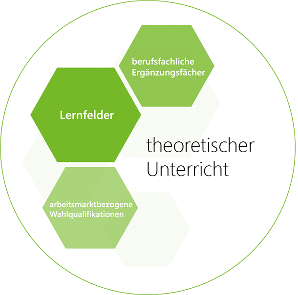 theoretischer Unterricht - Lernfelder, arbeitsmarktbezogene Wahlqualifikationen, berufsfachliche Ergänzungsfächer